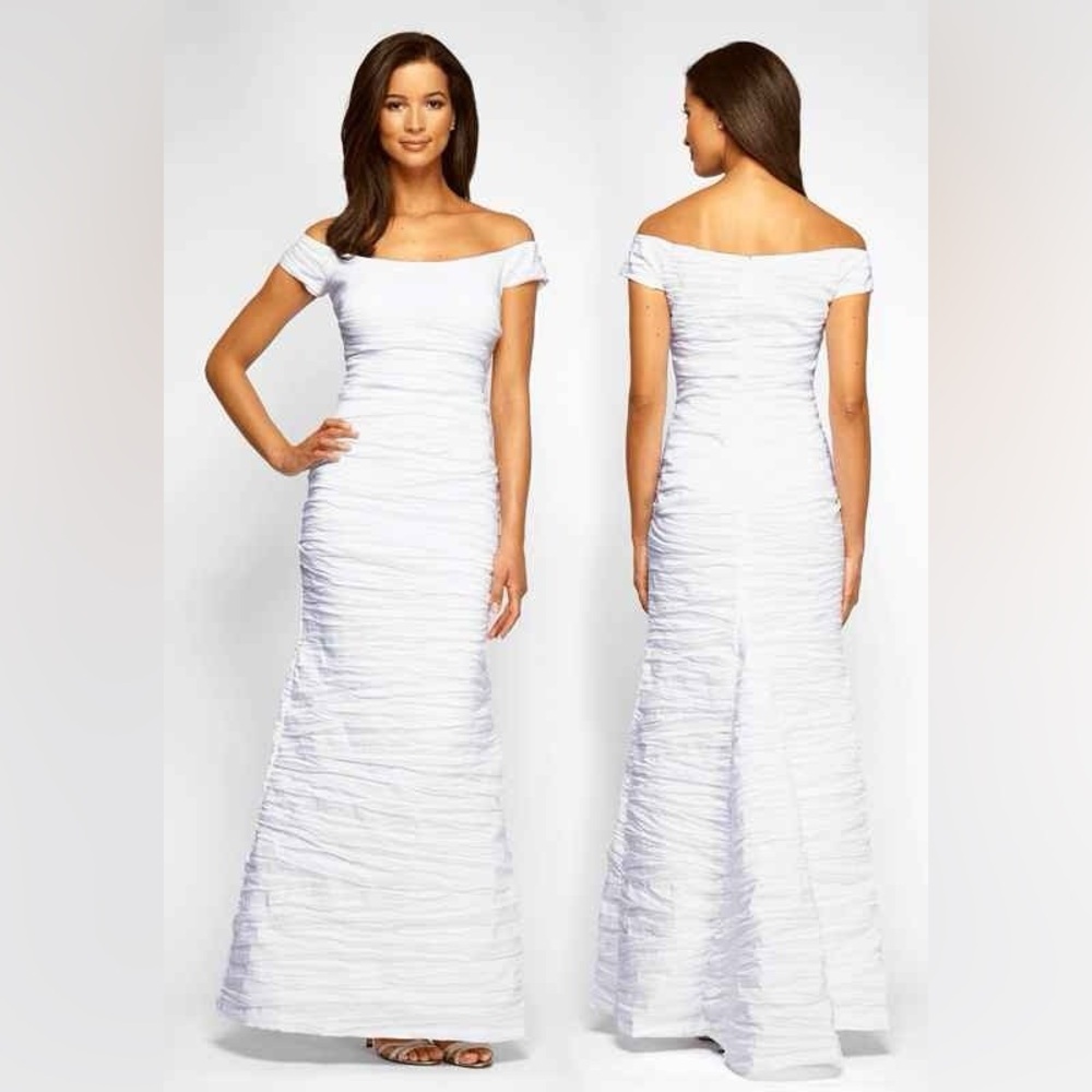 Alex Evenings Off-The-Shoulder Taffeta Crinkled Gown